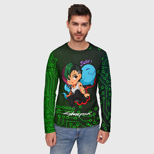 Мужской лонгслив Judy art cyberpunk 2077 / 3D-принт – фото 3