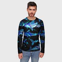 Лонгслив мужской На дне морском Акулы, цвет: 3D-принт — фото 2