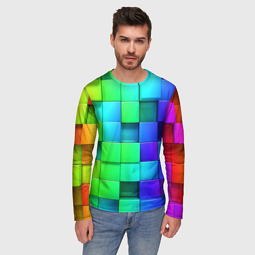 Мужской лонгслив Color geometrics pattern Vanguard / 3D-принт – фото 3