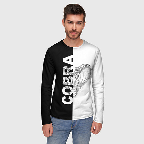Мужской лонгслив КОБРА COBRA ЧБ / 3D-принт – фото 3