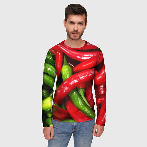Мужской лонгслив Жгучие перцы / 3D-принт – фото 3