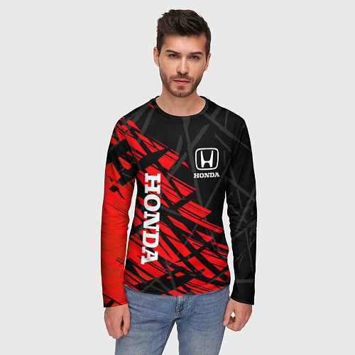 Мужской лонгслив HONDA ХОНДА СОВРЕМЕННЫЙ / 3D-принт – фото 3