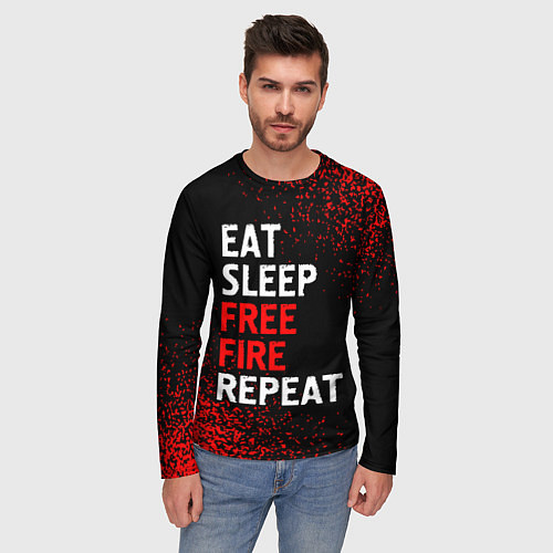 Мужской лонгслив Eat Sleep Free Fire Repeat Арт / 3D-принт – фото 3