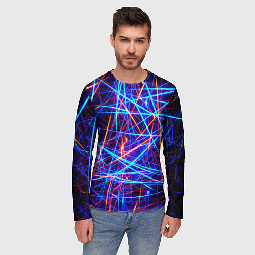 Мужской лонгслив Neon pattern Fashion 2055 / 3D-принт – фото 3