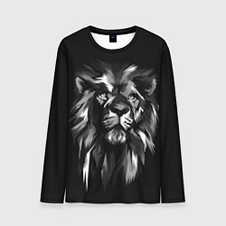 Лонгслив мужской Голова льва в черно-белом изображении, цвет: 3D-принт