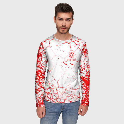 Мужской лонгслив HIM Трещины / 3D-принт – фото 3