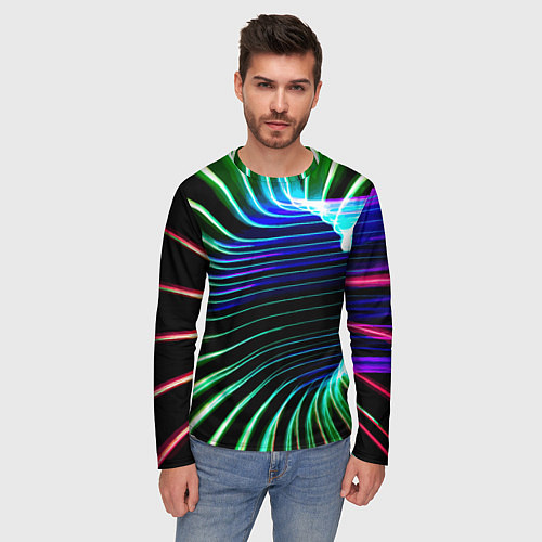 Мужской лонгслив Portal Fashion pattern Neon / 3D-принт – фото 3
