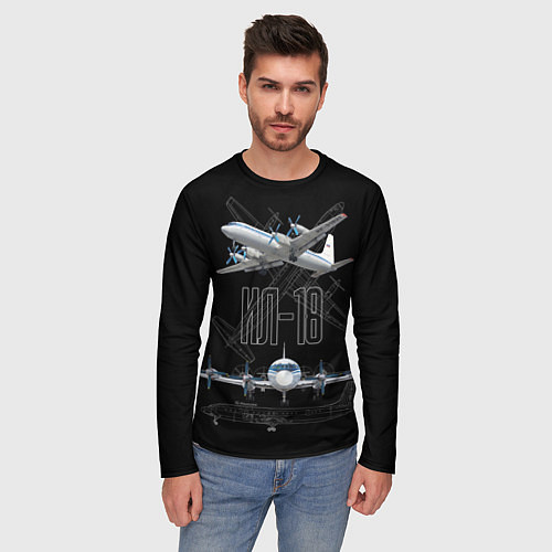 Мужской лонгслив Самолет Ил-18 / 3D-принт – фото 3
