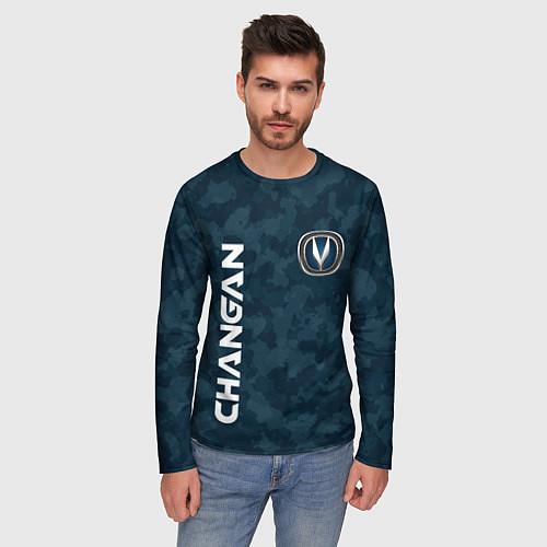 Мужской лонгслив CHANGAN - КАМУФЛЯЖ СИНИЙ / 3D-принт – фото 3