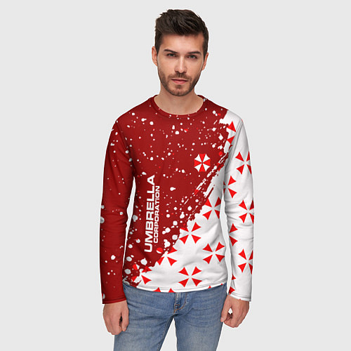 Мужской лонгслив Resident Evil Umbrella Corporation паттерн / 3D-принт – фото 3