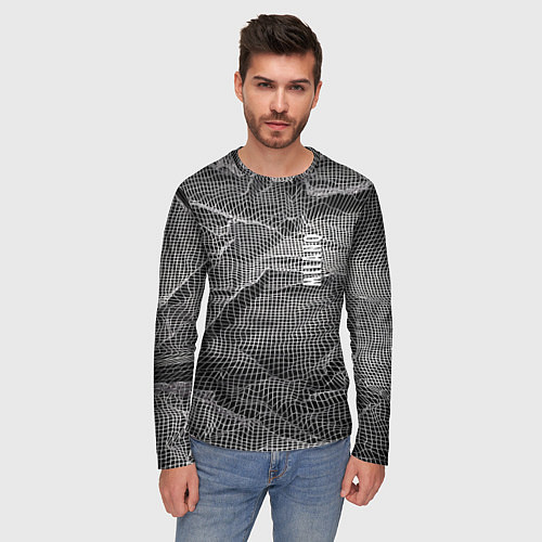 Мужской лонгслив Мятая сетчатая ткань Crumpled Mesh Fabric / 3D-принт – фото 3