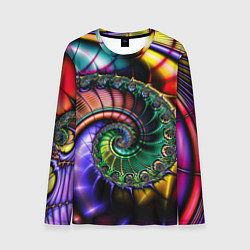 Лонгслив мужской Красочная фрактальная спираль Colorful fractal spi, цвет: 3D-принт