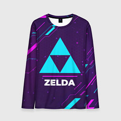 Лонгслив мужской Символ Zelda в неоновых цветах на темном фоне, цвет: 3D-принт
