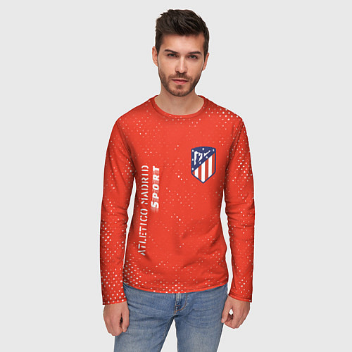 Мужской лонгслив АТЛЕТИКО Atletico Madrid Sport Гранж / 3D-принт – фото 3