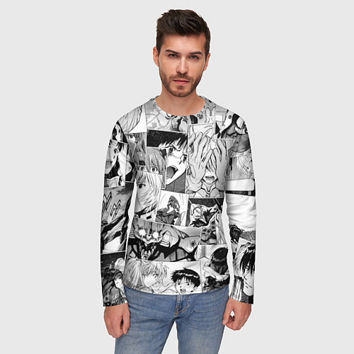 Мужской лонгслив Евангелион паттерн / 3D-принт – фото 3