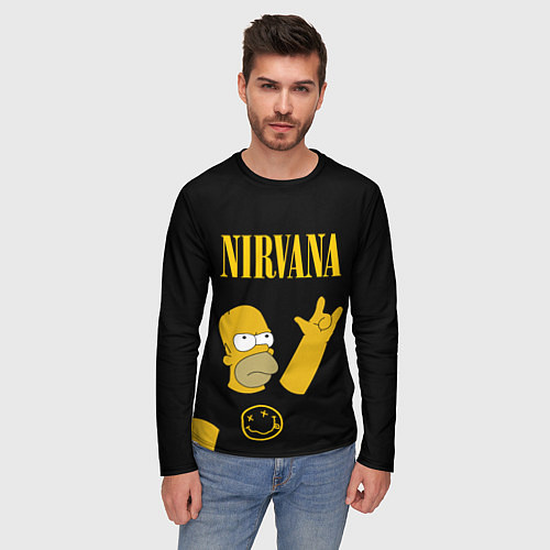 Мужской лонгслив NIRVANA ГОМЕР СИМПСОН, SIMPSONS / 3D-принт – фото 3