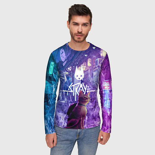 Мужской лонгслив Stray: Viloet Logo / 3D-принт – фото 3