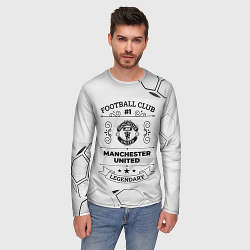 Мужской лонгслив Manchester United Football Club Number 1 Legendary / 3D-принт – фото 3