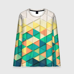 Лонгслив мужской Цветные объемные треугольники, цвет: 3D-принт