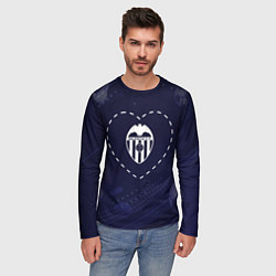 Лонгслив мужской Лого Valencia в сердечке на фоне мячей, цвет: 3D-принт — фото 2