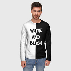 Лонгслив мужской White and Black Белое и Чёрное, цвет: 3D-принт — фото 2