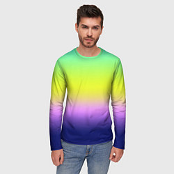 Лонгслив мужской Разноцветный размытый фон градиент, цвет: 3D-принт — фото 2