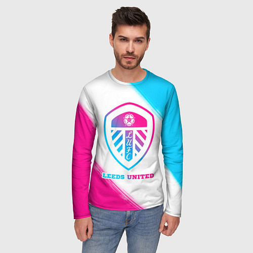 Мужской лонгслив Leeds United Neon Gradient / 3D-принт – фото 3