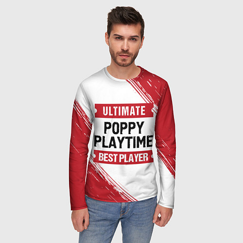 Мужской лонгслив Poppy Playtime: красные таблички Best Player и Ult / 3D-принт – фото 3