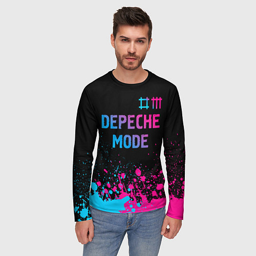 Мужской лонгслив Depeche Mode Neon Gradient / 3D-принт – фото 3