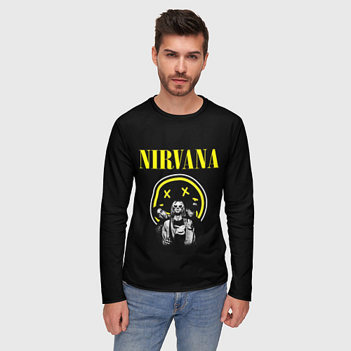 Мужской лонгслив NIRVANA логотип и исполнители / 3D-принт – фото 3