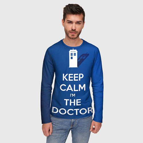 Мужской лонгслив Keep calm Im the Doctor / 3D-принт – фото 3