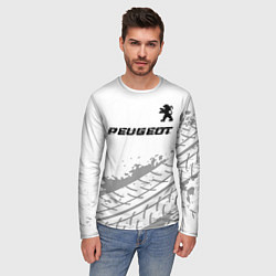 Лонгслив мужской Peugeot Speed на светлом фоне со следами шин, цвет: 3D-принт — фото 2