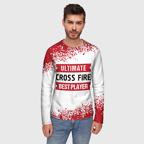 Мужской лонгслив Cross Fire: красные таблички Best Player и Ultimat / 3D-принт – фото 3