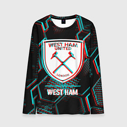 Лонгслив мужской West Ham FC в стиле Glitch на темном фоне, цвет: 3D-принт