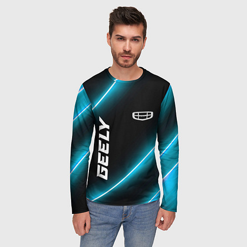 Мужской лонгслив Geely Неоновые Лампы / 3D-принт – фото 3