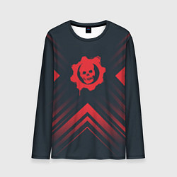 Лонгслив мужской Красный Символ Gears of War на темном фоне со стре, цвет: 3D-принт