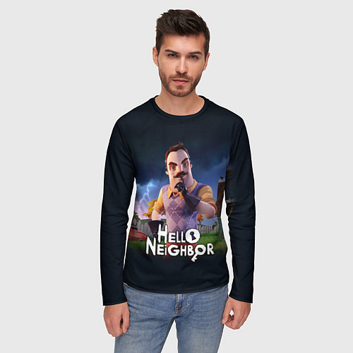 Мужской лонгслив Hello Neighbor игра Привет сосед / 3D-принт – фото 3