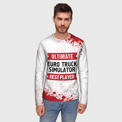 Мужской лонгслив Euro Truck Simulator: красные таблички Best Player / 3D-принт – фото 3