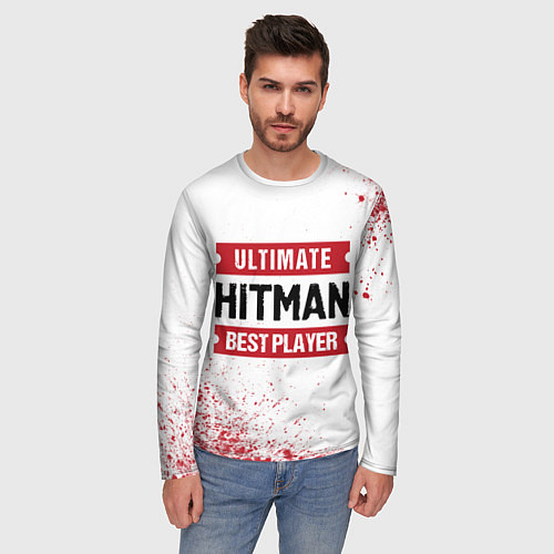 Мужской лонгслив Hitman: красные таблички Best Player и Ultimate / 3D-принт – фото 3