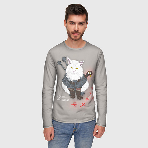 Мужской лонгслив Котьмак ГУЛИ бежевый / 3D-принт – фото 3