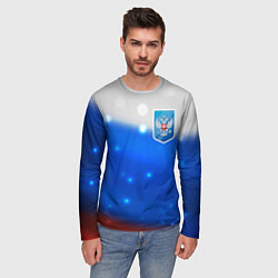 Лонгслив мужской Герб России Blue, цвет: 3D-принт — фото 2