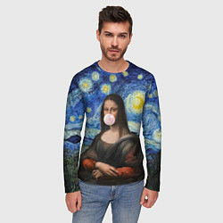 Лонгслив мужской Мона Лиза Приколы - Звездная ночь, цвет: 3D-принт — фото 2