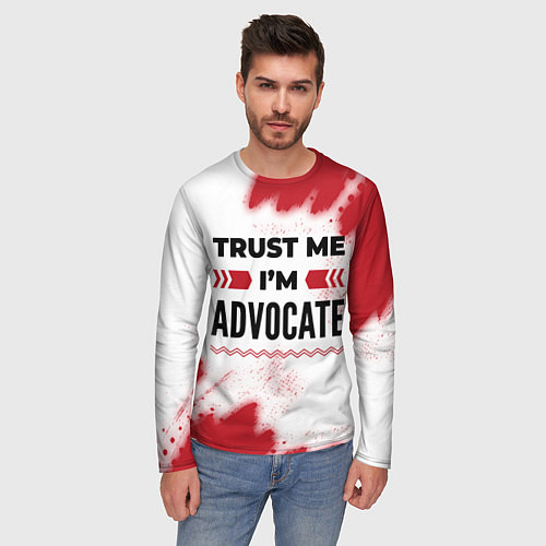 Мужской лонгслив Trust me Im advocate white / 3D-принт – фото 3