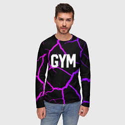 Лонгслив мужской Gym - Трещины неоновые, цвет: 3D-принт — фото 2
