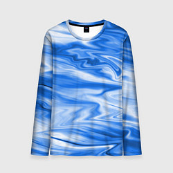 Лонгслив мужской Бело синий абстрактный фон Волны, цвет: 3D-принт
