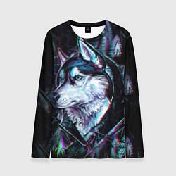 Лонгслив мужской Волк - глитч, цвет: 3D-принт