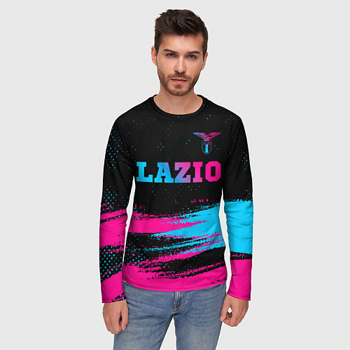 Мужской лонгслив Lazio - neon gradient: символ сверху / 3D-принт – фото 3