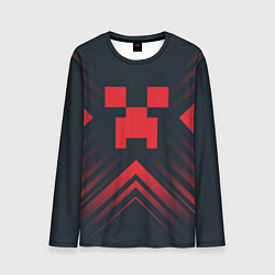 Лонгслив мужской Красный символ Minecraft на темном фоне со стрелка, цвет: 3D-принт