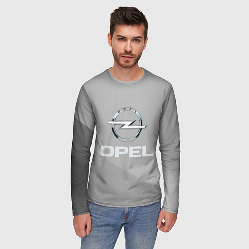 Мужской лонгслив Opel - серая абстракция / 3D-принт – фото 3