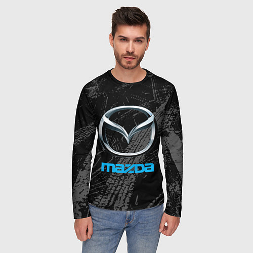 Мужской лонгслив Mazda - следы шин / 3D-принт – фото 3